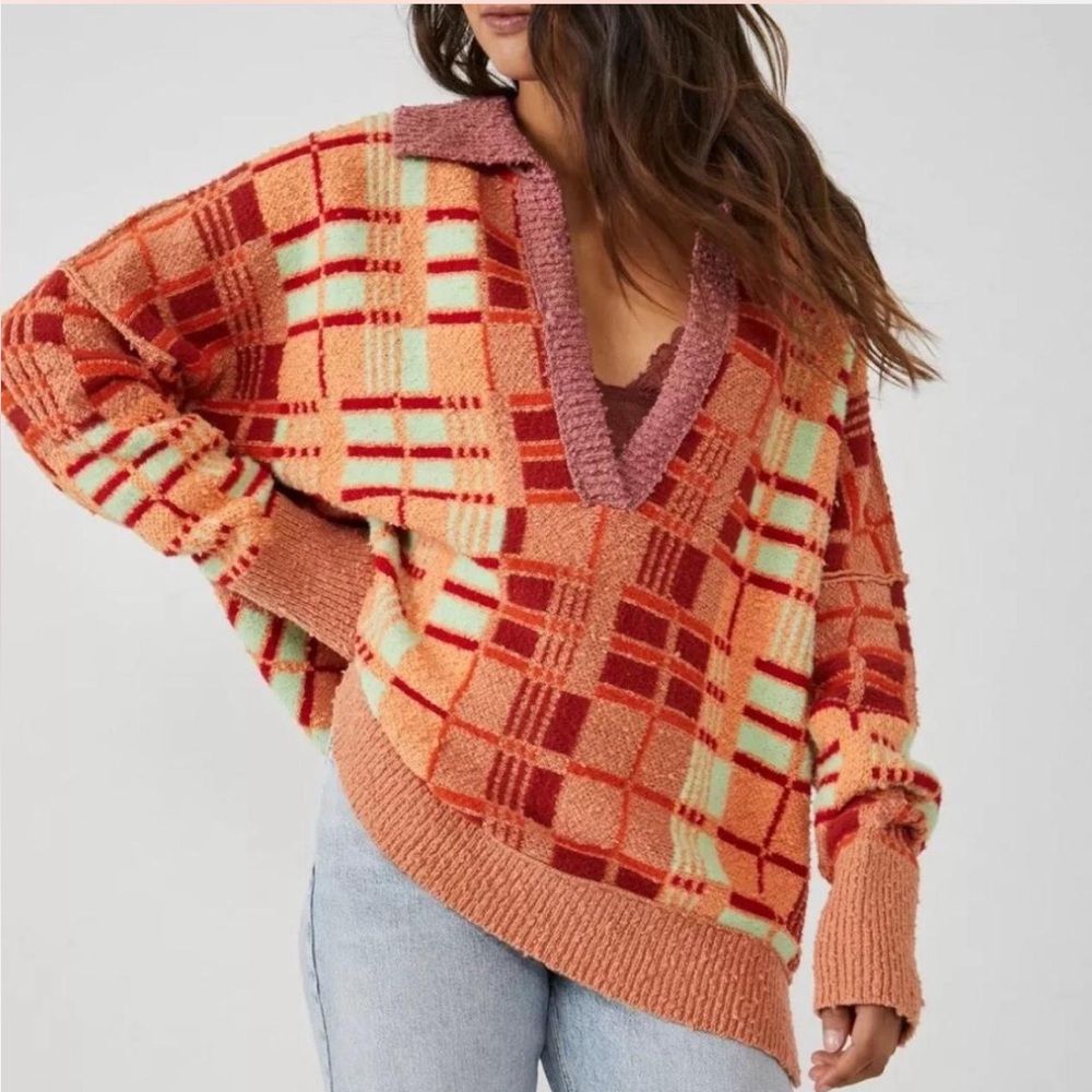 Free People Ruben Plaid Sweater Size XS